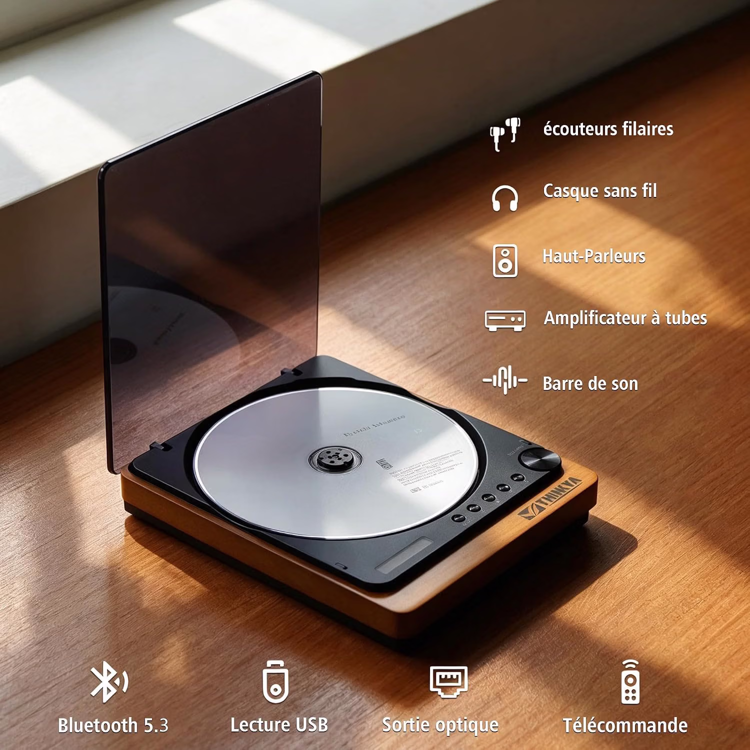 THINKYA JA-310 Lecteur CD Optique Jack 3.5mm Bluetooth 5.1 – Image 5